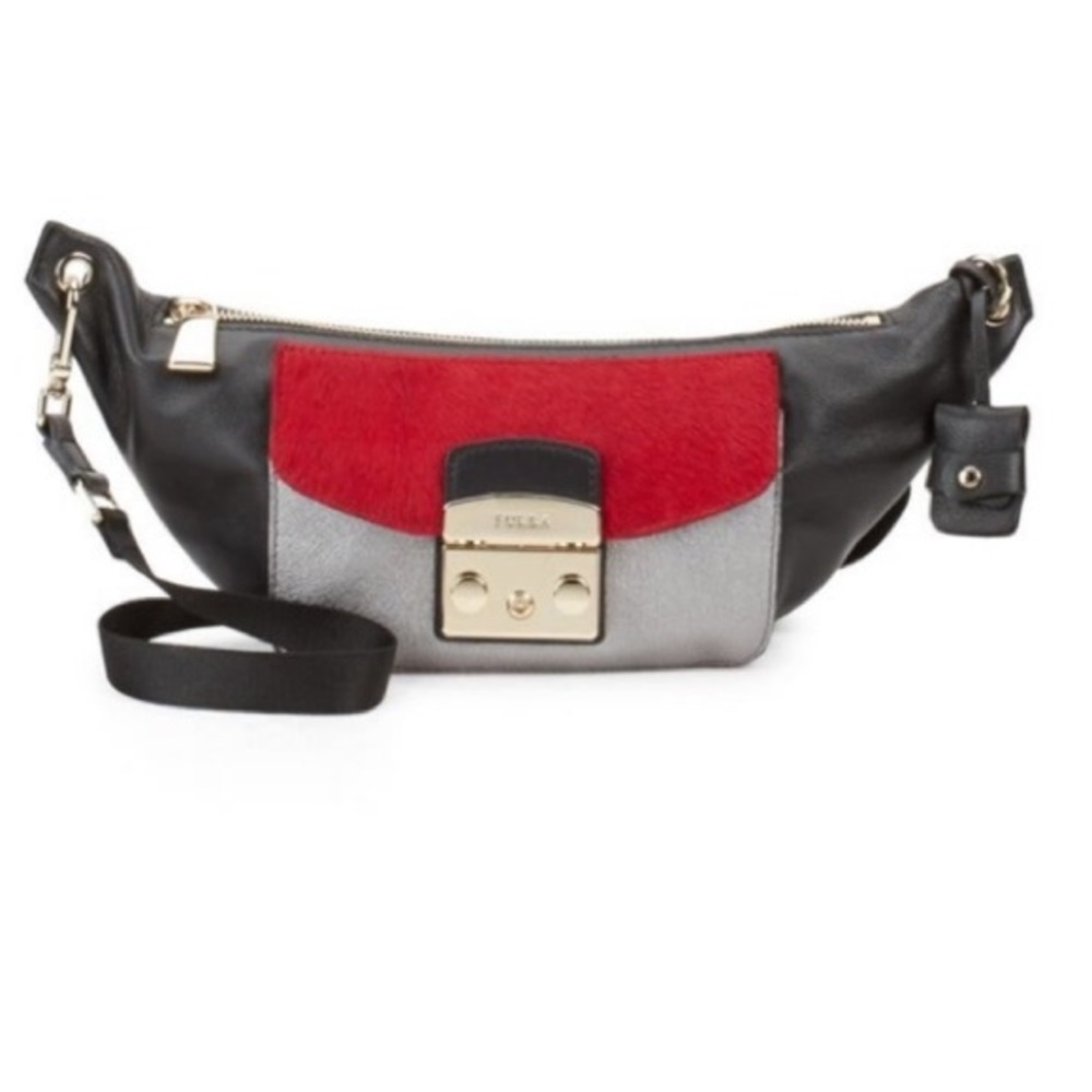 FURLA Leather & Genuine Calf Hair Mini Belt Bag